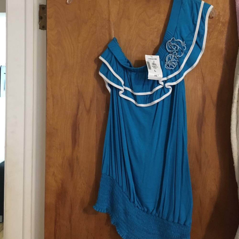 Love Culture Women’s One shoulder Top Blue Size Large